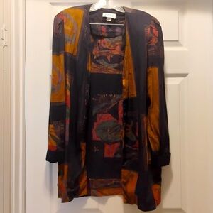 Vintage Peri Petites Multicolor Cardigan Jacket Geometric Rustic Size 10